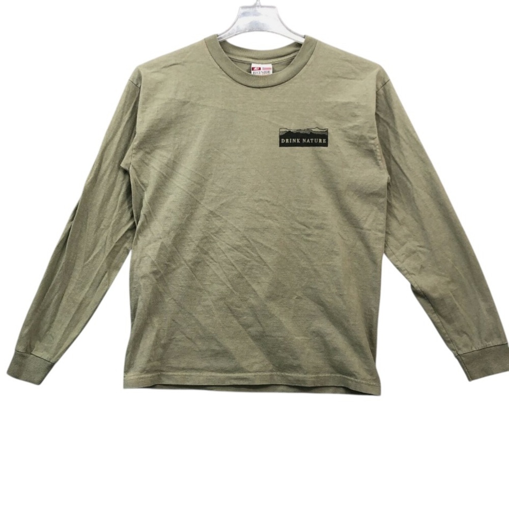 Vintage Bayside “Drink Nature” Long Sleeve T‑Shirt – Green, Men’s Large